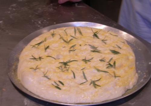 Foccacia dough before baking